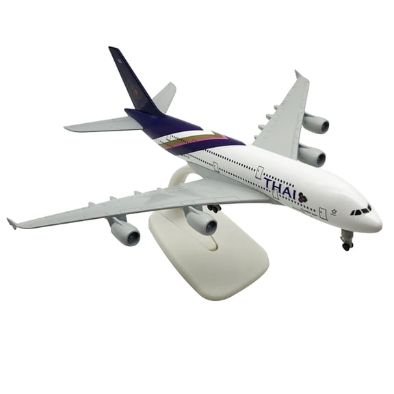 JIAHAOO Aviation Collectible Alloy Plane Model Thai Airways A380 1:400 Scale 20cm for Static Display and Home Decoration