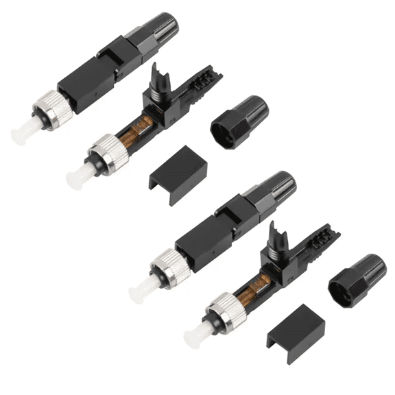 JIAHAOO Black FC UPC Fiber Optic Fast Connector 4 Pack Single Mode for FTTH Field Assembly High Performance Low Loss