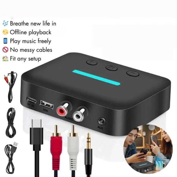 JIAHAOO Bluetooth Audio Receiver Usb Music Player 5.3 Version 10M Wireless Range For Fashioned Stereo Speaker Conversion