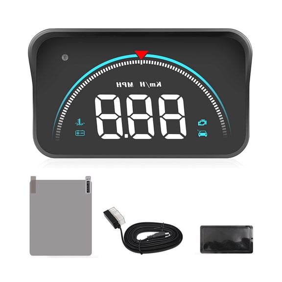 JIAHAOO Car HUD Display for Speed Mileage Voltage for enhanced driving awareness black 3.5 inch LED with battery protection