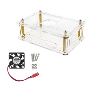 JIAHAOO Case with Fan Clear Acrylic Vented Design Easy Installation Access Ports Optimal Cooling Open Shell Cover for Orange Pi 5