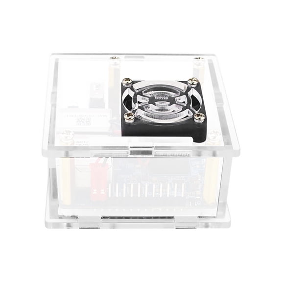 JIAHAOO Case with Fan Clear Acrylic Vented Design Open Top Mountable Protective Easy Installation Cooler for Orange Pi R1 Plus LTS