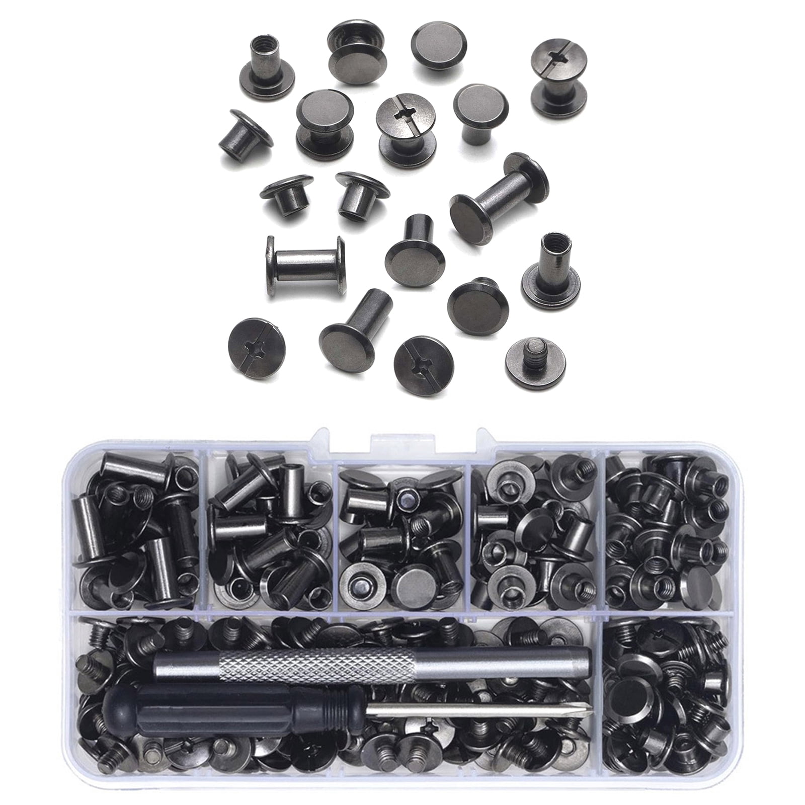 JIAHAOO Chicago Screws M5 Various Sizes 110 Sets Iron Binding Posts for DIY Crafting Projects
