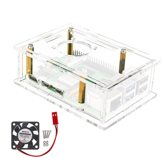 JIAHAOO Clear Acrylic Case & Cooling Fan for Raspberry Pi 5 Max Airflow High Performance Easy Assembly