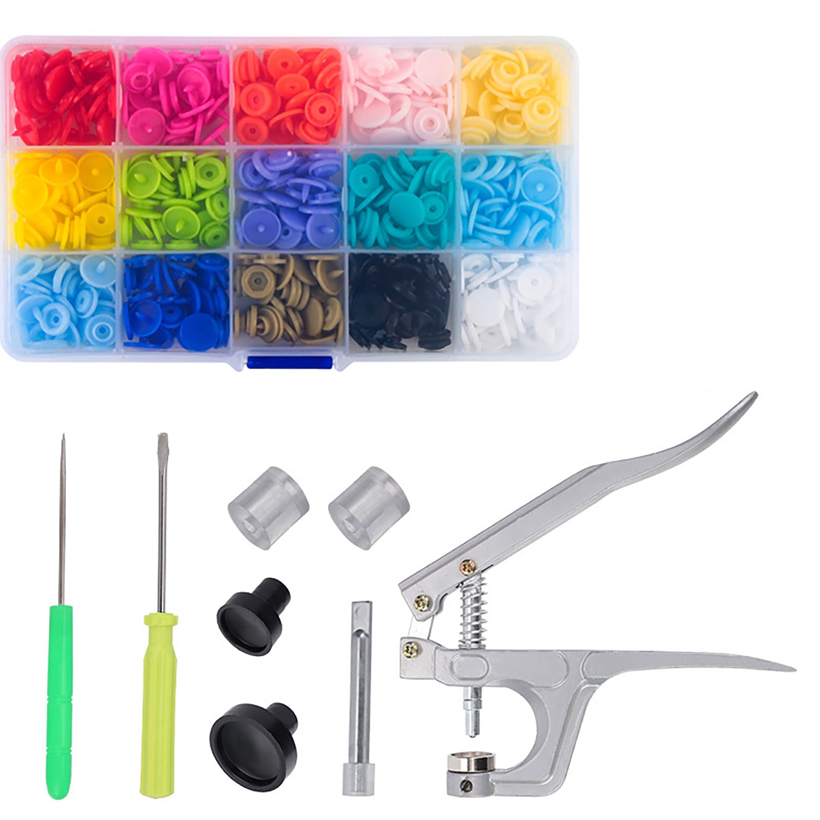 JIAHAOO Colorful Snap Buttons Kit for Sewing Crafts T5 12mm Resin Fasteners Pliers Included for Bibs Folders Bags Light Material