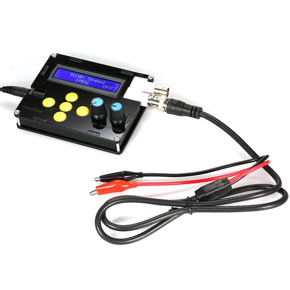 JIAHAOO Compact Signal Generator for Sine Triangle Square Sawtooth ECG Noise 1Hz-65534Hz LCD Display 9V Power FR4 Acrylic