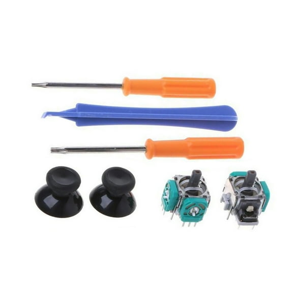 JIAHAOO Controller Repair Parts 2x 3D Analog Joystick Replacement Sensor Shaft Caps Screwdrivers Crowbar Fixing Drifting for Xbox One