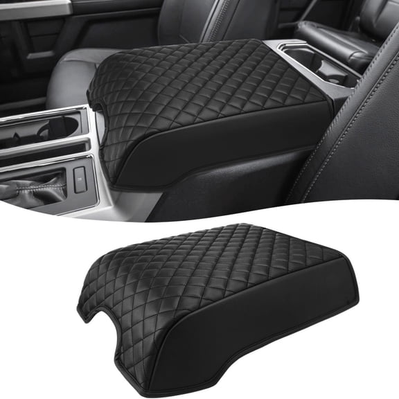 JIAHAOO Custom Console Armrest Sleeve High Durability PU Leather Anti Fraying Edges For Ford F250 F350 F450 F550 Super Duty