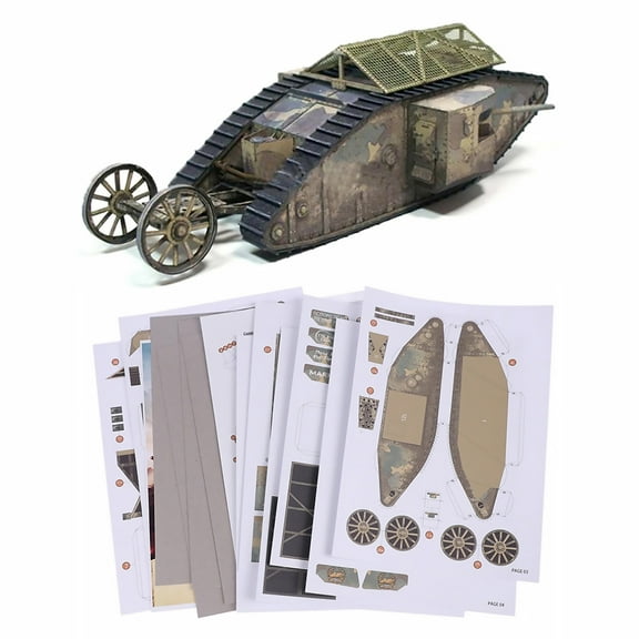 JIAHAOO DIY Military Puzzle Kit 135 Scale British Mark I Male Tank Paper Model World War I Replica High Quality Paper for Collectors