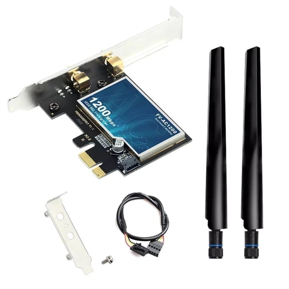 JIAHAOO Desktop WiFi Card FV-AC1200 PCIe Dual Band 2.4/5GHz 802.11ac Bluetooth 4.0 for Windows 7 8 10 11 Includes Antennas