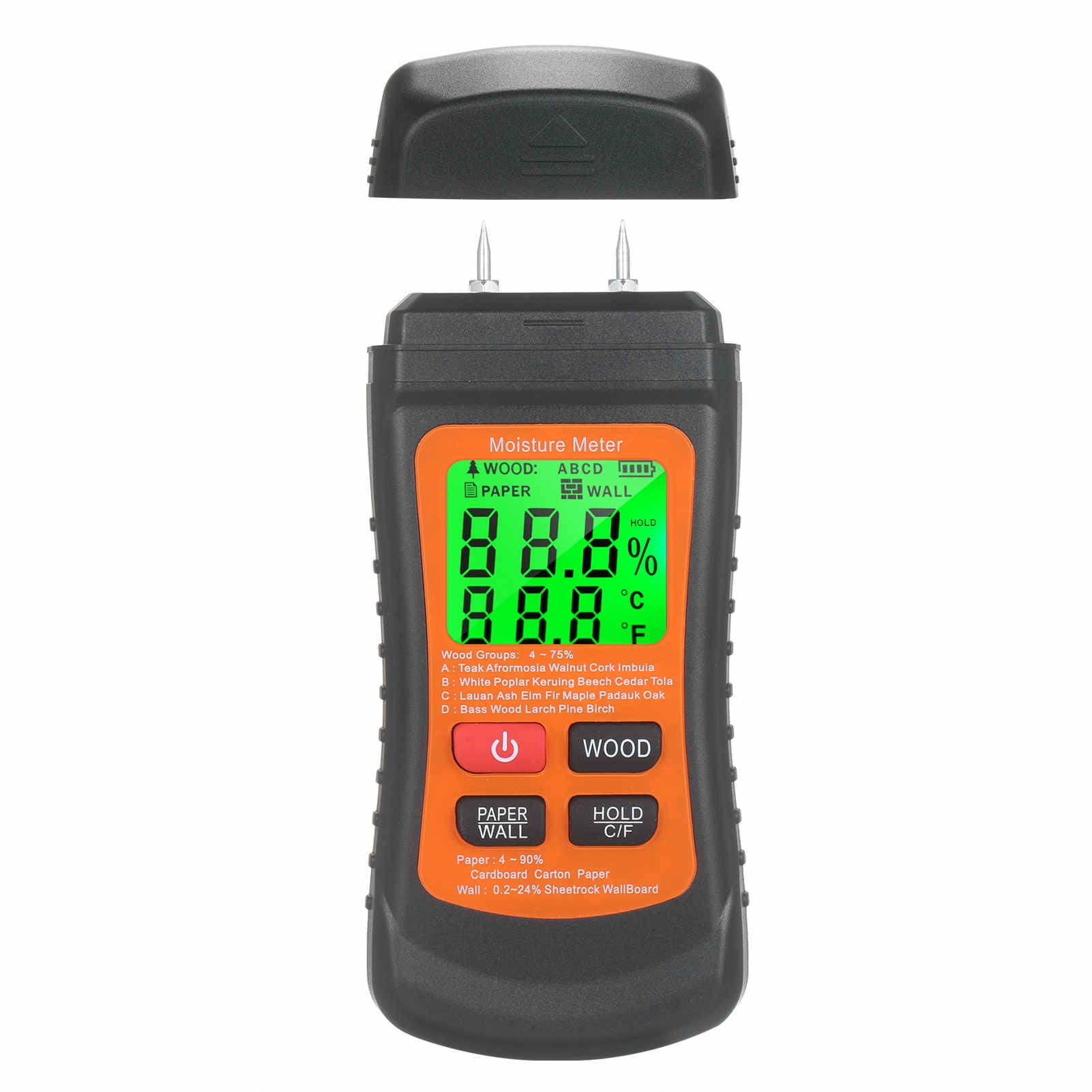 JIAHAOO Digital Moisture Detector For Wood Paper Wall ABS 3 Measurement Modes Temperature C F Switch High Accuracy
