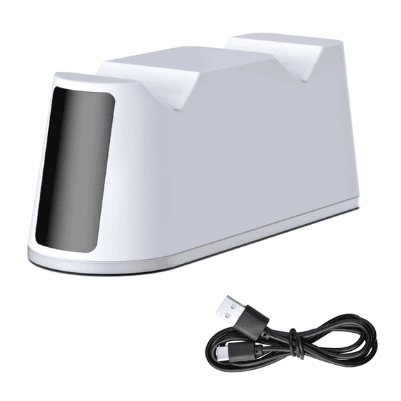 JIAHAOO Dual Controller Charger for PS5 LED Charging Station Fast Charging Dock for DualSense Gamepads White