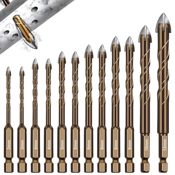 JIAHAOO Durable Steel Masonry Drill Bit Kit For Standard Electric Drill Impact Driver Home Workshop Repair Drilling Use