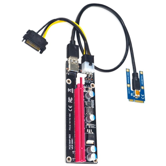 JIAHAOO External Graphics Card Adapter Riser Mini PCI E to 16X 60cm USB 3 0 SATA to 6Pin Shielded Wire Solid CapacitorsStable Power