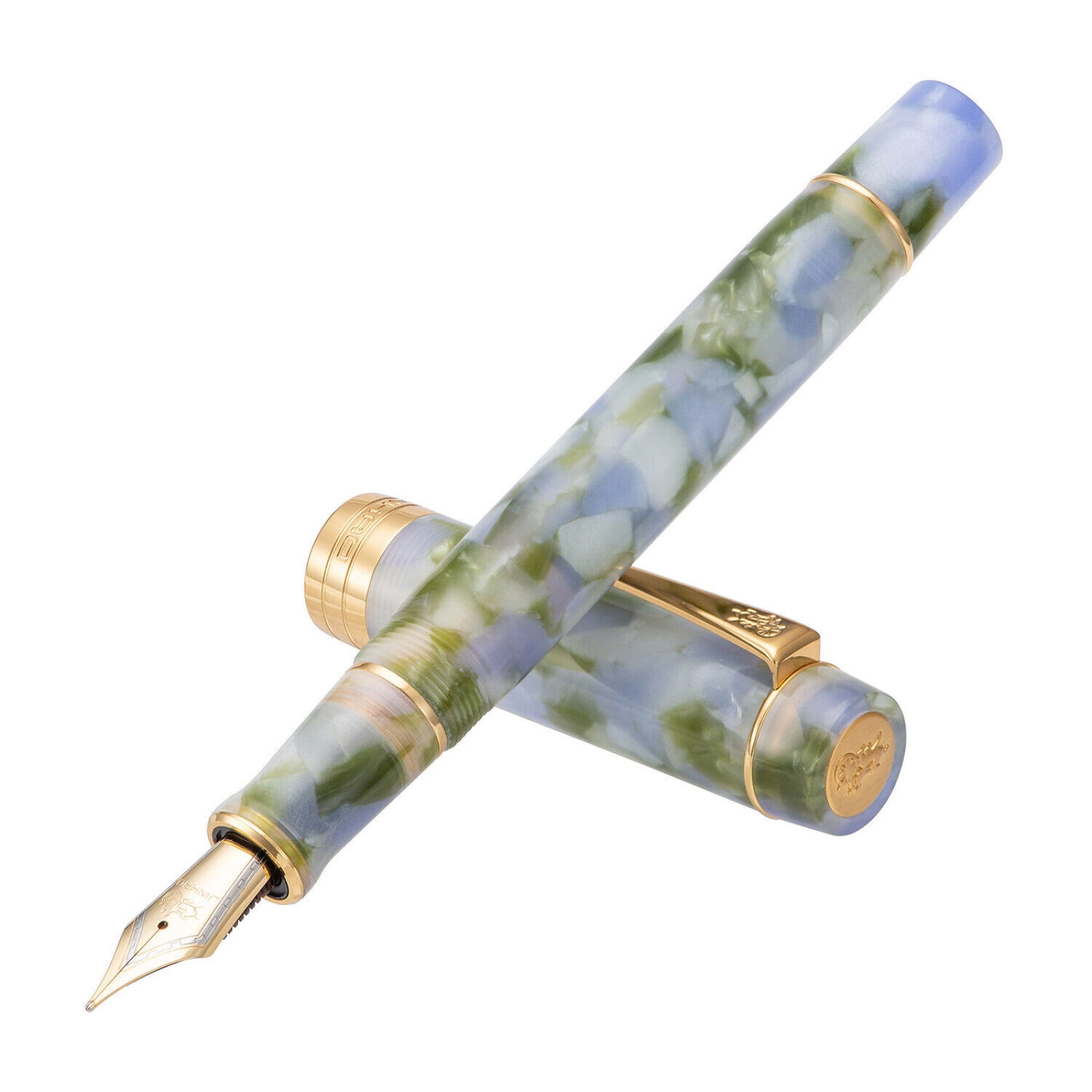 JIAHAOO Fine 0.5mm Iridium Nib Fountain Pen Art Acrylic Metal Classic Design Pen Screw Cap Calligraphy Writing Supplies Gifts