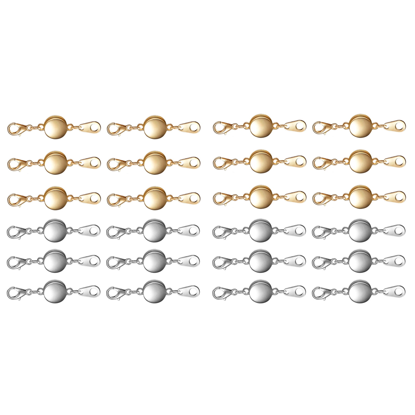 JIAHAOO For Necklaces Bracelets DIY Crafts Magnetic Extension Chain Jewelry Clasp 24PCS Silver Gold Alloy Simple Decoration Gift Option