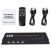 JIAHAOO HD 4 in 1 Out Quad Multiviewer KVM Switch for Multiple PCs, 4K 30Hz, Remote/Hotkey Control,Seamless Switching