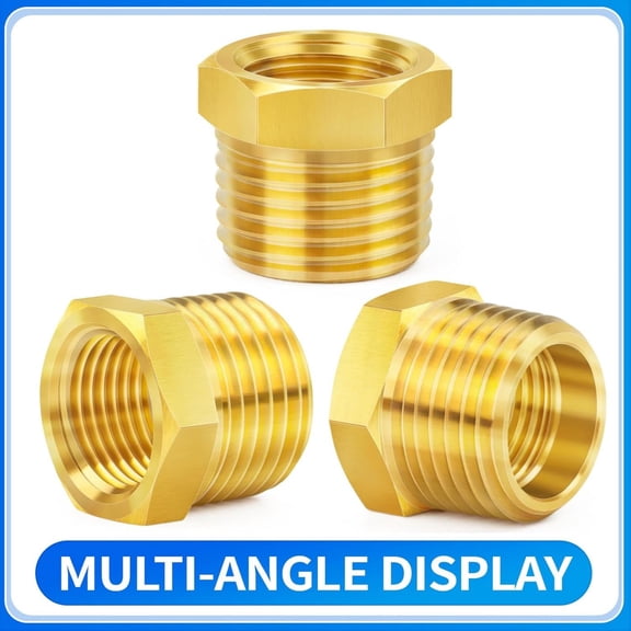 JIAHAOO High Strength Brass Hex Bushing 5 Pack Temperature Range -53C To 121C For Pipe Reducing Connection Purposes
