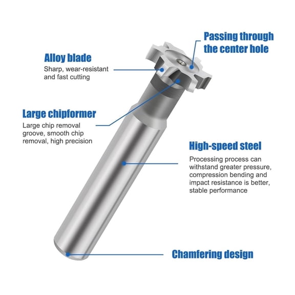 JIAHAOO High Strength HSS T-Slot End Mill Cutter 6 Flutes For CNC DIY Enthusiast Metal Processing Application