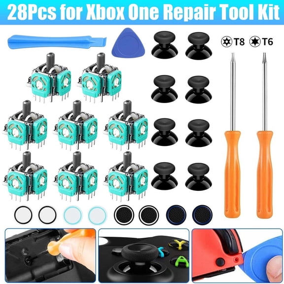 JIAHAOO Joystick Thumb Cap Repair Kit For Xbox One Elite S Controllers Switch Pro Glow In Dark Silicone Grips With Tools