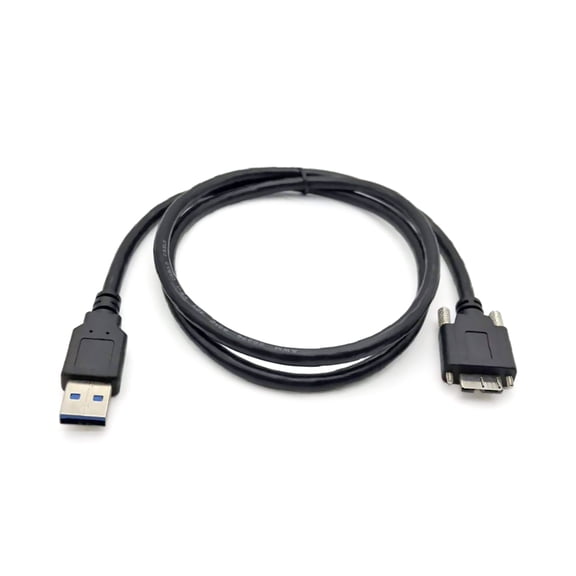 JIAHAOO Locking Screw USB 3.0 Micro B Cable 0.6m Black Industrial Camera 5Gbps High Speed Data Transfer Use