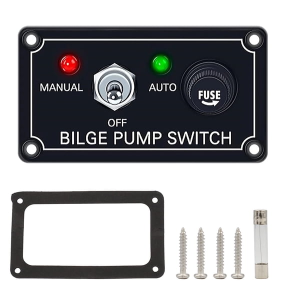 JIAHAOO Marine Grade Bilge Pump Switch Panel 12V ON OFF AUTO Operation with Circuit Breaker for Boats Yachts