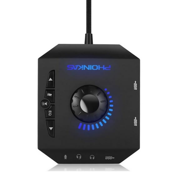 JIAHAOO Multi-Port USB Sound Card Adapter, 3.5mm Mic/Headphone, Mixing Function, Windows/Mac Compatible, Plug & Play, Audio Tool