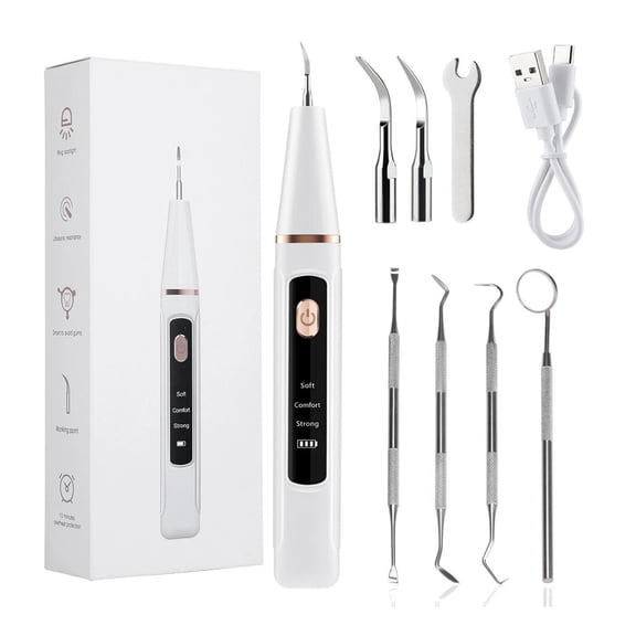 JIAHAOO Portable Dental Scaler For Home Salon Use 37KHZ High Frequency White ABS Teeth Cleaner Tartar Remover