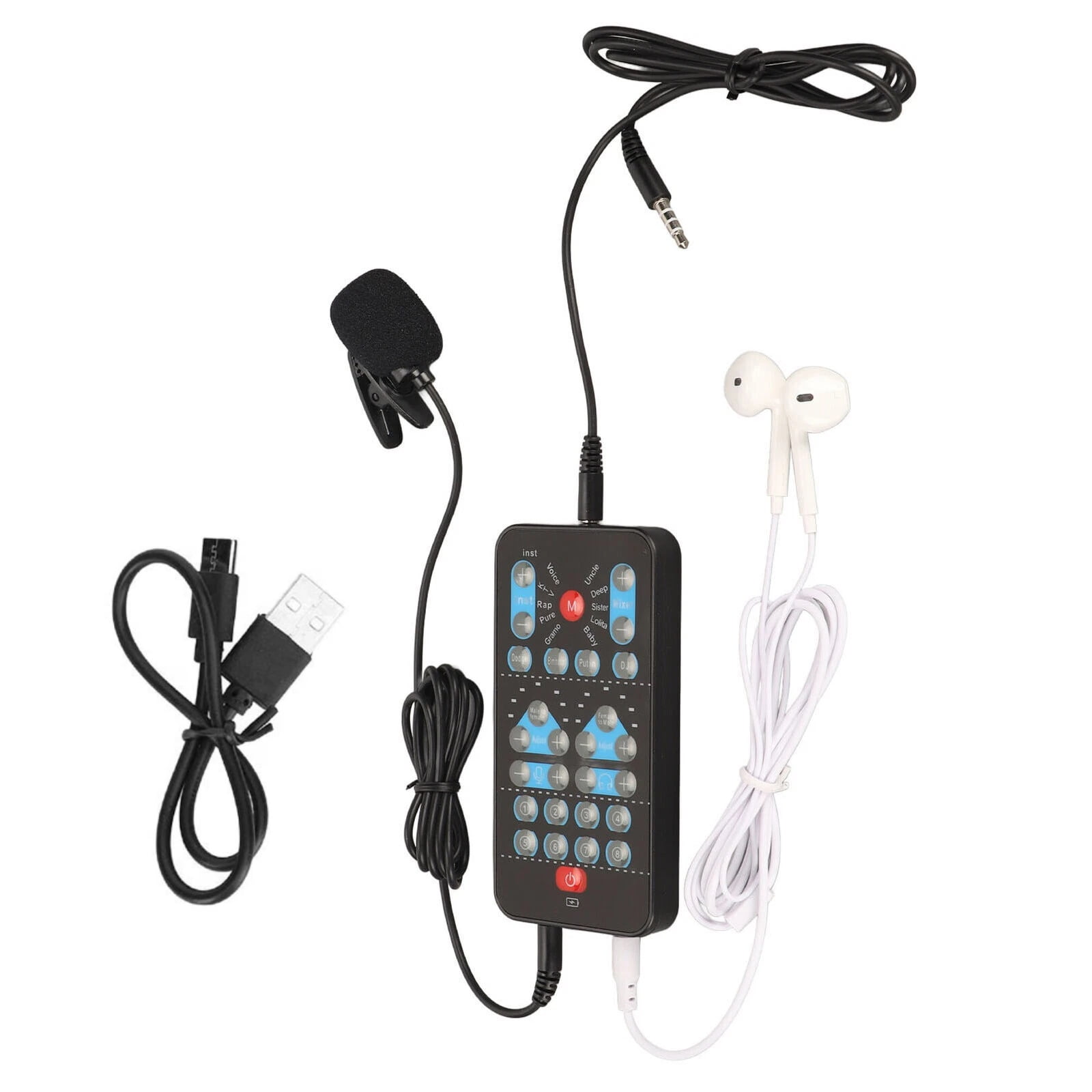 JIAHAOO Portable Voice Changer Black Plastic for Live Streaming Online Games Sound Effects Bluetooth V5.0 Built-in Battery