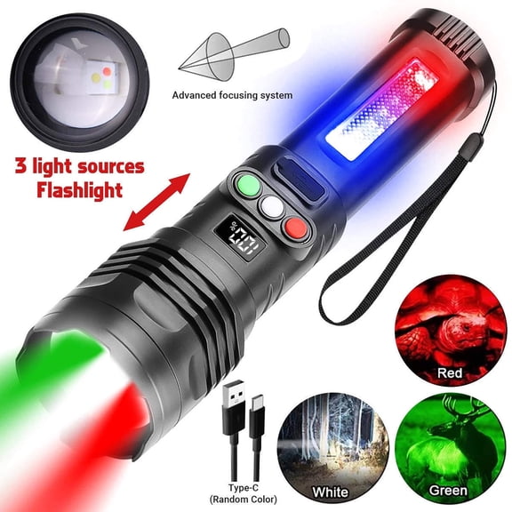 JIAHAOO Portable Zoom Flashlight 4 Lighting Options Strobe Mode Waterproof Abs For Outdoor Work Emergency Situation