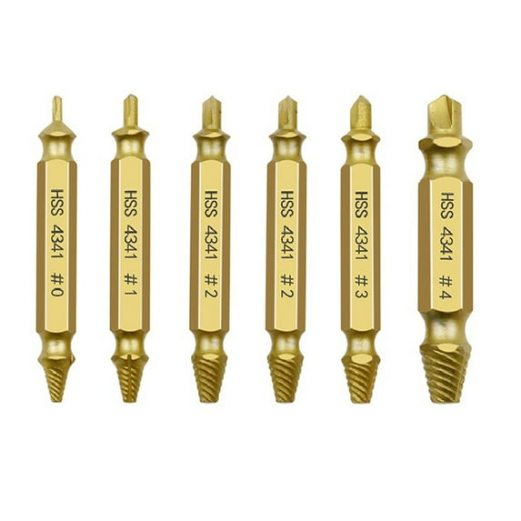 JIAHAOO Quick Screw Removal Kit for All Sizes 6 Tungsten Carbide Extractors in Gold for Home & Automotive Repairs