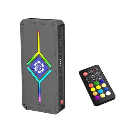 JIAHAOO RGB Fan Hub Controller PWM 9 Port 5V 3PIN Addressable ARGB Lighting Remote for PC Case Cooling Aura MSI Gigabyte
