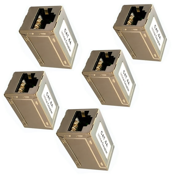 JIAHAOO RJ45 Cat6A Inline Coupler 5PCS, Shielded for Fast Ethernet, Easy Connect, for LAN Cable Extensions