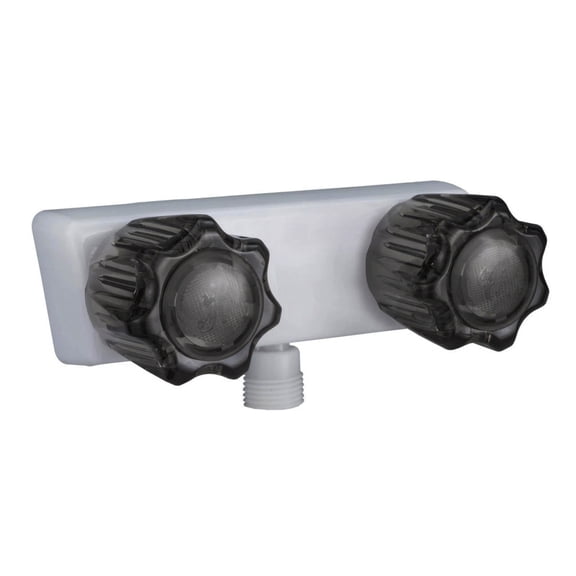 JIAHAOO RV Shower Faucet 4 Inch White & Black Dual Knob Smoked Crystal Acrylic Knobs Precise Control for Campers and Boats