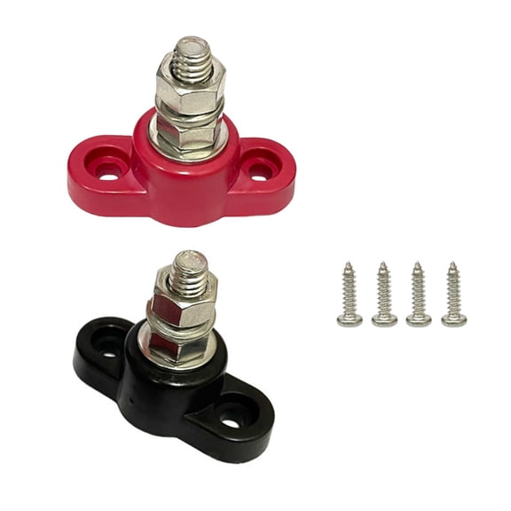 JIAHAOO Red Black Battery Terminal Post for 12V 24V Electrical Systems with Plastic Base