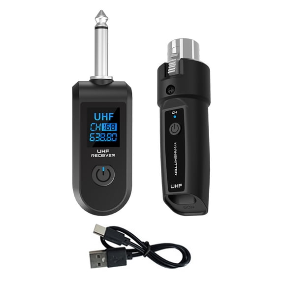 JIAHAOO Reliable Wireless Guitar Mic System for Live Performances - XLR Transmitter & Receiver, 550MHz Band, 20Hz-20KHz