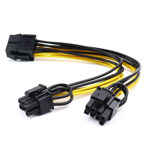 JIAHAOO Secure Connection 6 Pin Female to Dual 8 Pin Male PCIE Power Cable for GPU 120W 20cm Latch