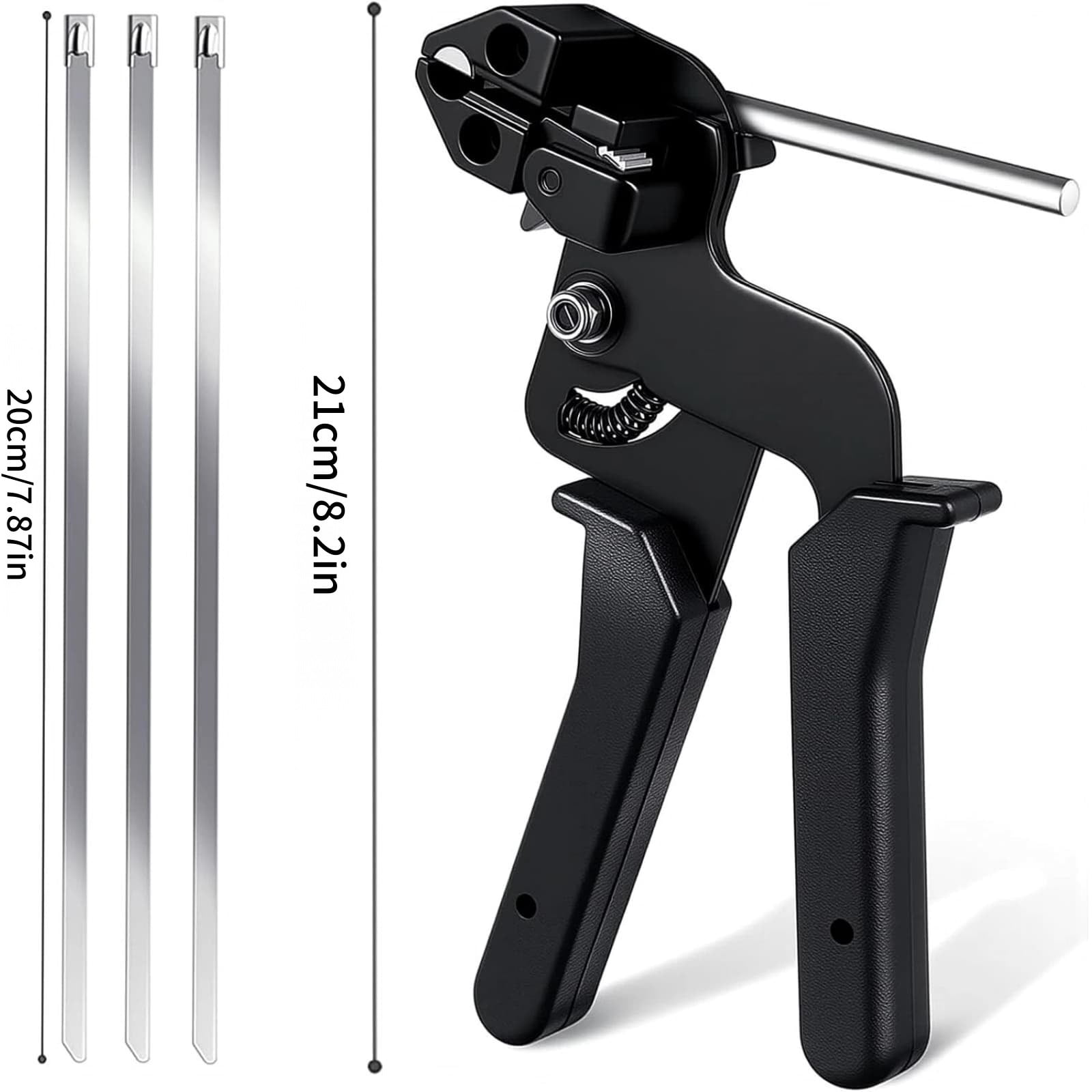 JIAHAOO Silver Cable Tie Tensioning Tool 100Pcs Stainless Steel Zip Ties Corrosion Resistance For Marine Automotive Outdoor Wiring Tasks