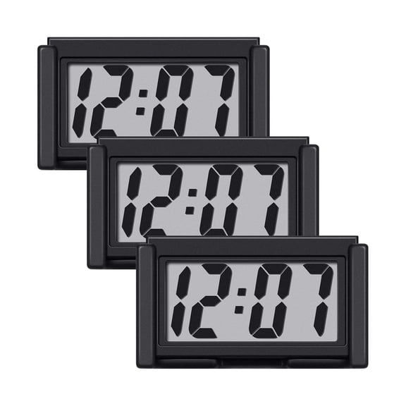 JIAHAOO Small Digital Clock for Car Dashboard Stick On Large Numbers Battery Powered ABS AG10 Cell 3 Pack Easy to Install