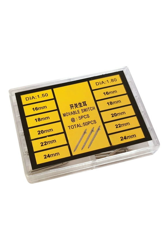 Stainless Steel Quick Release Spring Bars 50 Pack Watch Band Pins 16mm 18mm 20mm 22mm 24mm Easy Band Replacement