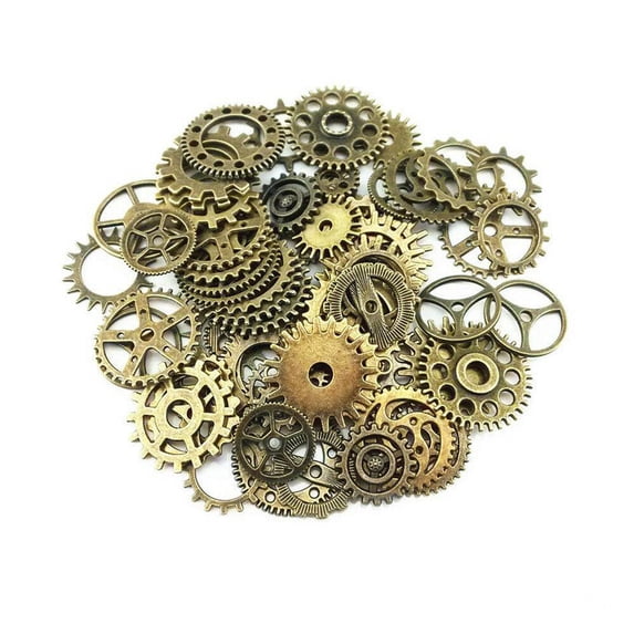 JIAHAOO Steampunk Gear Charms Set, 20-Piece Bronze & Silver Collection for Creating Personalized Jewelry