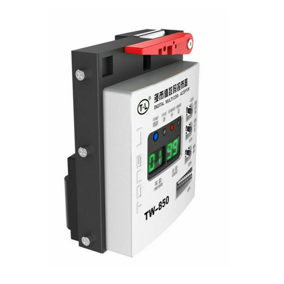 JIAHAOO TW-850 Coin Acceptor for Payment Kiosks, Dual-Core Chip, Anti-Counterfeit, 12V DC, 20ms/40ms/100ms Pulse Width