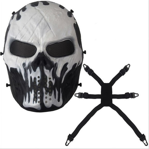 JIAHAOO Tactical Skull Face Mask for Paintball Enhanced Visibility, Ventilated Design for Strategic Gameplay & Training