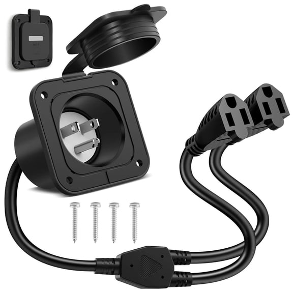 JIAHAOO Universal Power Extension Cord 14AWG Dual 18 Inch Length For RV Camper Trailer Boat Outdoor Industrial Power Supply