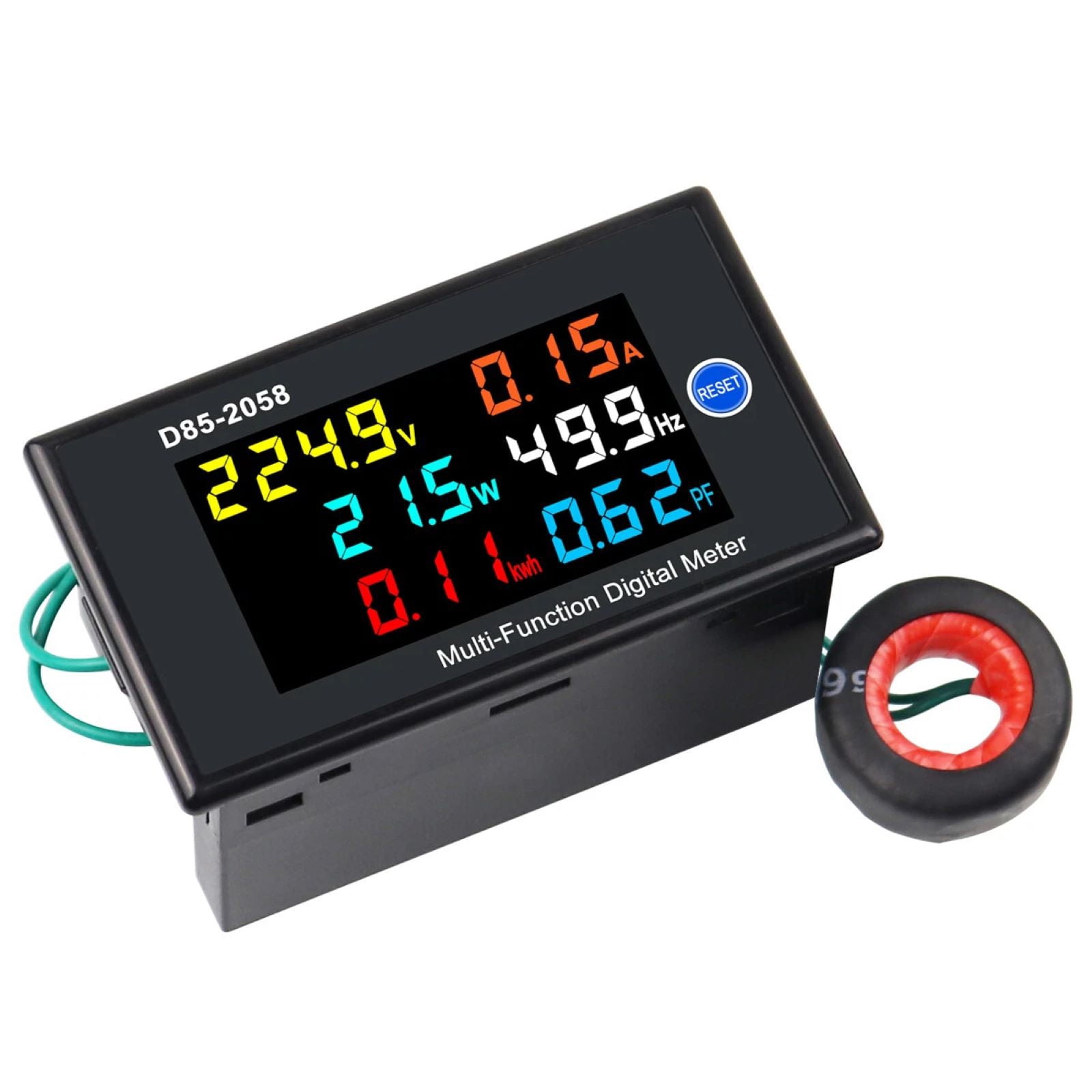 JIAHAOO Voltmeter Ammeter AC Panel Meter 40-300V 0-99.99A for Power Factor Measurement kWh Display Easy Install