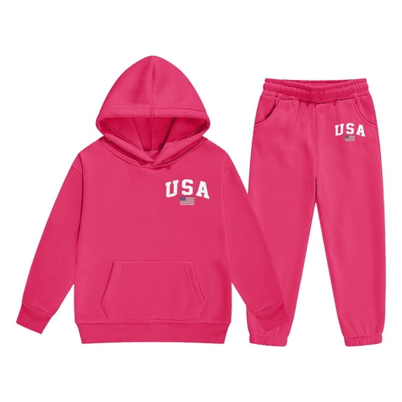 JIAHONG 2 Piece Sets for Girls 12-14 Casual Long Sleeve Pullover Tops and Jogger Pants Fall Boy Sets 2 Piece Outfits, Hot Pink