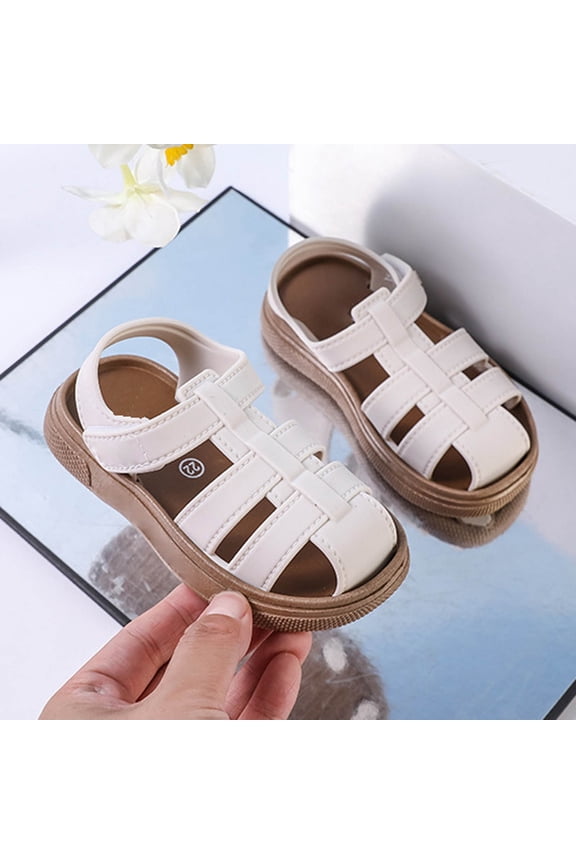 Baby Boys Girls Summer Lightweight Soft Sole Closed-Toe Outdoor Athletic Sandals, White