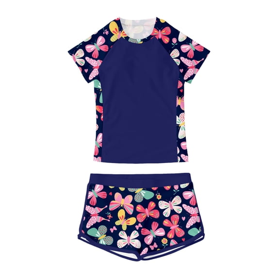 JIAHONG Girls Bathing Suits Size 14-16, Rash Guard Swimwear Quick Dry Kid Summer Beach Swimwear Tropical Bathing Suits Cute Summer Swimwear