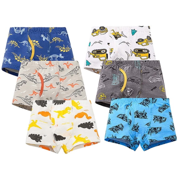 JIAHONG Little Boys Briefs, Boys Boxer Briefs, Toddler Kids Soft Cotton Underwear 6 Pairs Little Big Boy Dinosaur Shark Shorts Set, OTHER4