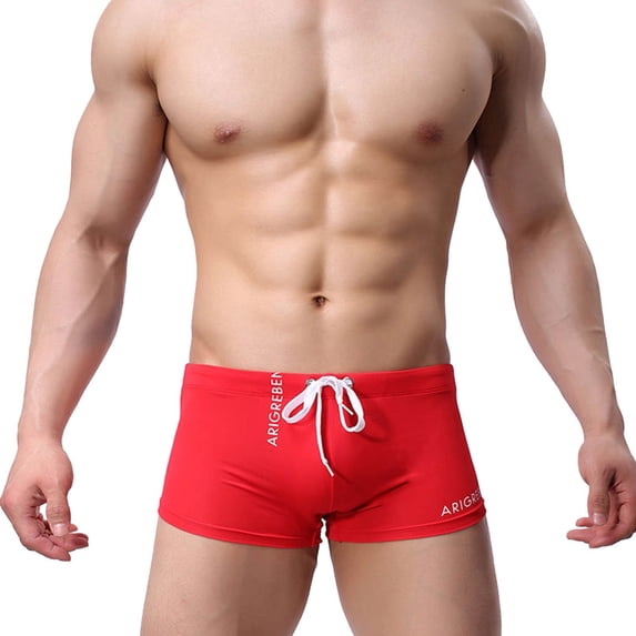 JIAHONG Mens Breathable Swim Trunks Pants Swimwear Shorts Slim Wear Swimsuit Briefs, Red